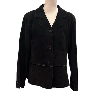 Brandon Thomas Black Suede Vintage Jacket Blazer Size XL Large